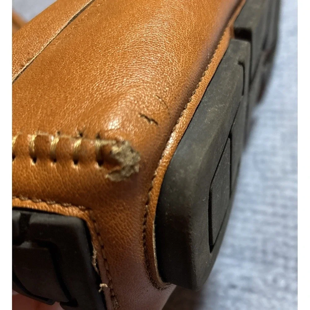 Henry Ferrera Collection Tan Loafers Metal Clasp Detail Size 11